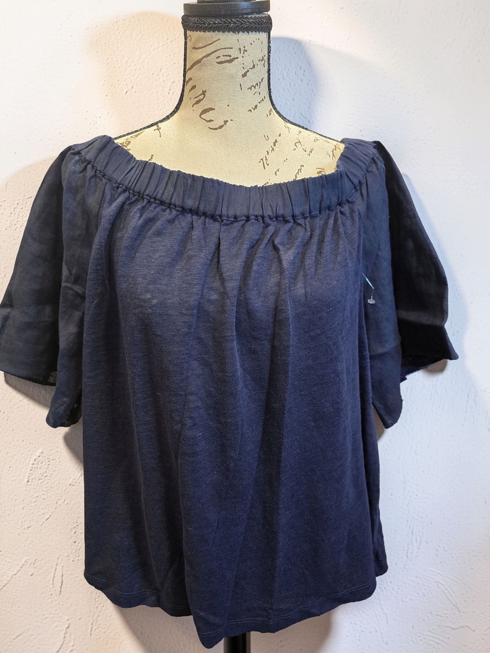 Chico's Smocked Off-the-Shoulder Flutter Sleeve Blouse Size M/1
